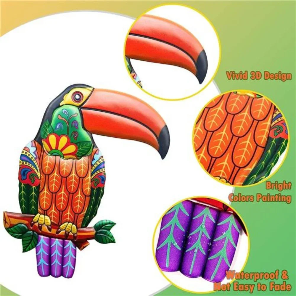 Metal Tucan Wall Decor Colorful - 7